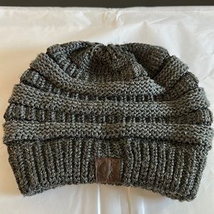 CC Gray Metallic Thread Winter Hat